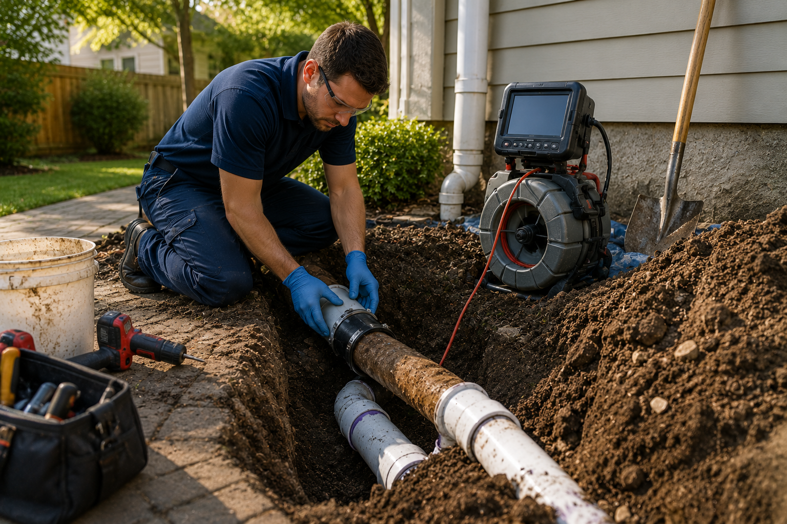 Professional cracked sewer pipe repair