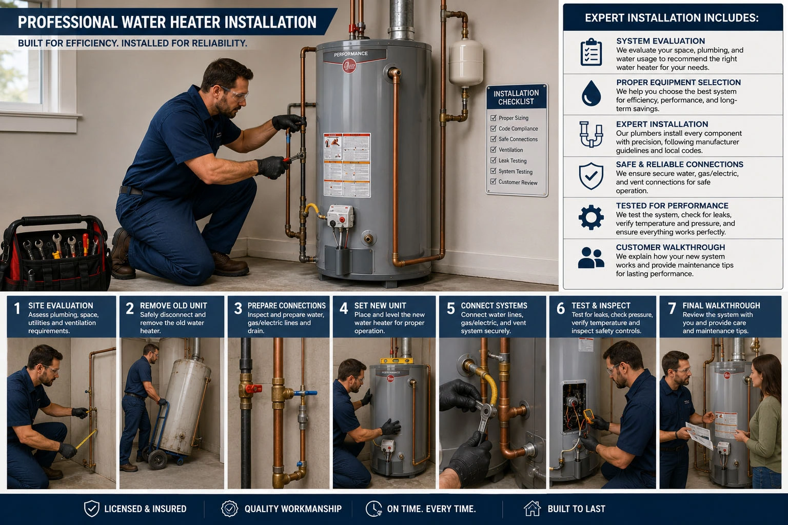 Professional plumbing inspection showing pressure testing